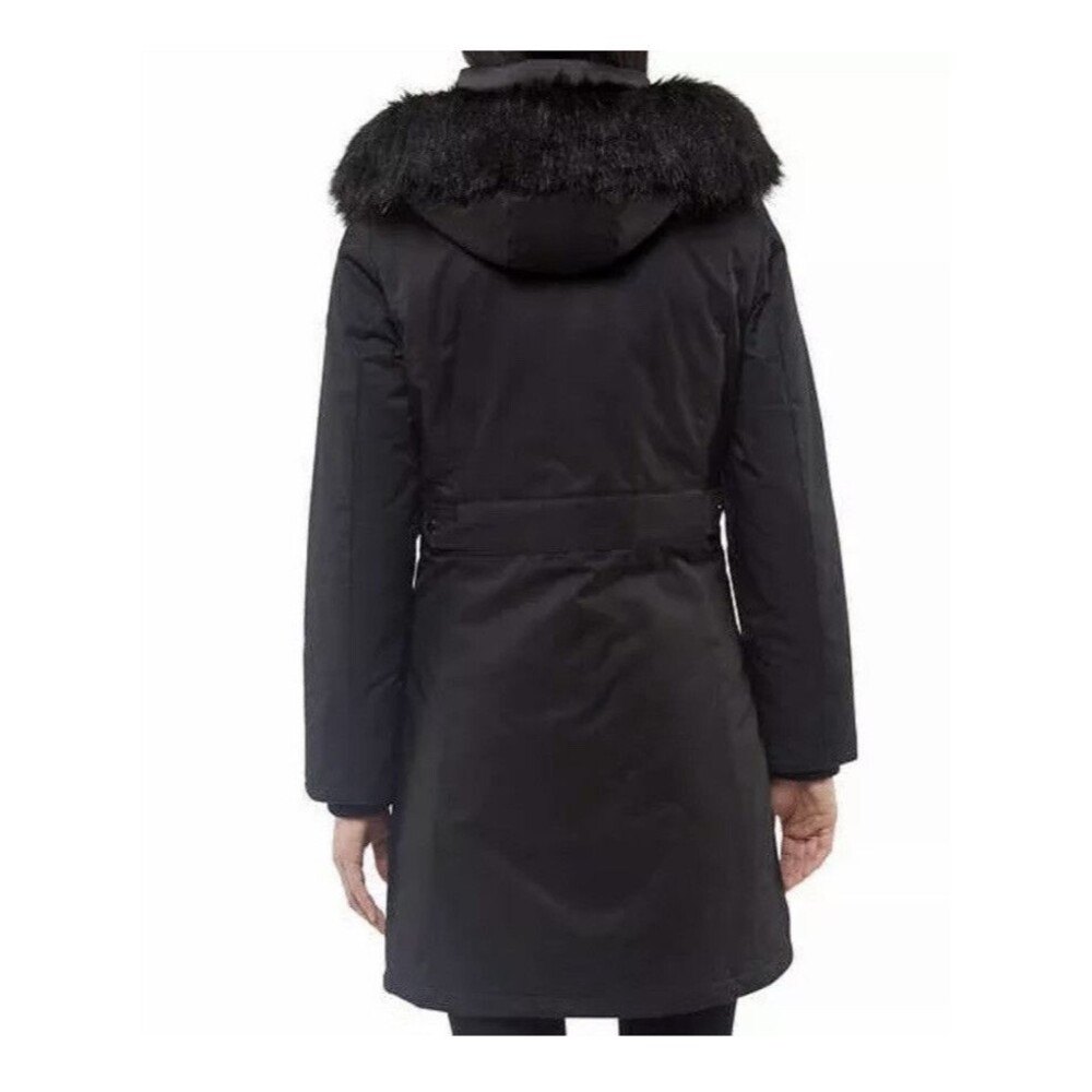 NWT 1 Madison Expedition All Black Parka with Faux Fur Hood Small - Picture 2 of 3
